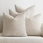 MIULEE Pack of 4 Couch Throw Pillow Covers 24x24 Inch Cream Soft Decorative Chenille Pillow Covers Farmhouse Accent Cushion Covers for Boho Spring Home Decor Sofa Bedroom Living Room