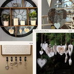 Sun&Beam Heart-Shaped Wooden Decorative 2Pcs Hanging Handmade Hearts Ornaments for Wedding Party Valentine Christmas Home Decoration Car Décor (H-#6, 2Pcs)