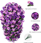 HyeFlora Artificial Flowers for Outdoors, 2pcs Faux Hanging Morning Glory Silk Fake Flowers Lifelike Artificial Plants UV Resistant Flowers for Outside Planter Patio Garden Porch Decor (Fuchsia)