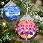 Christmas Ornament - Stained Glass Lotus - Home Decor - Holiday Present Ideas - Gift Exchange - Blooming Lotus