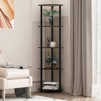 Furinno TURN-N-TUBE Corner Shelf Set of 2, 5-Tier Corner Bookshelf, Open Storage Shelves, for Organization and Storage, Living Room, Home Office, Garage, Espresso