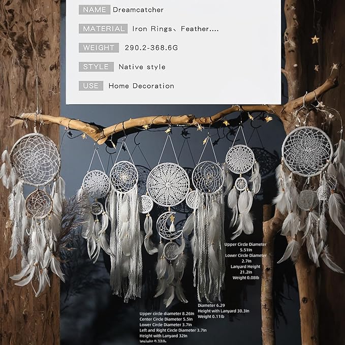 Dream Catcher Wall Decor,Large Boho Dream Catcher with Luxurious Feathers & Beads, Handmade Wall Hanging for Bedroom,Living Room, Gift Ready for Girls & Adults (Camel)