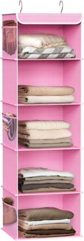 Simple Houseware 5 Shelf Hanging Closet Organizer, Pink