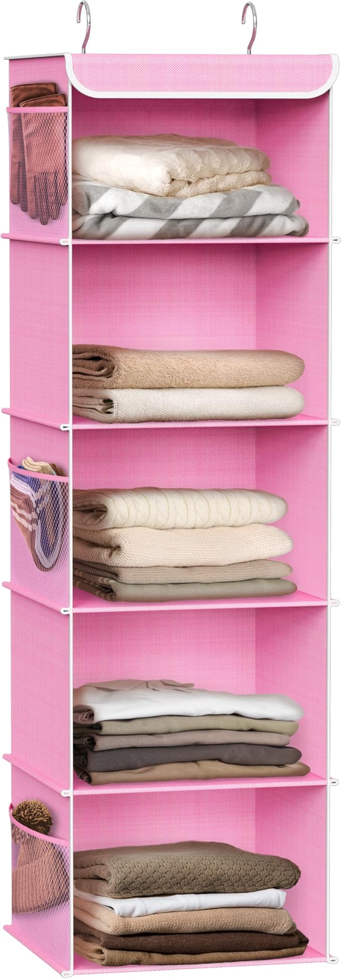 Simple Houseware 5 Shelf Hanging Closet Organizer, Pink