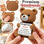 WELLBANEE Daughter Gifts from Mom Dad, Positive Crochet Bear Gift for Daughter, Birthday Graduation Gifts for Daughters, Handmade Comfort Gift for Teen Girls Women