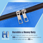 4 Pack Large Strong Moving Bags with Zippers & Carrying Handles - Water-Resistant - Heavy Duty Storage Tote for Space Saving, Fold Flat, Alternative to Moving Box (Sky Blue)