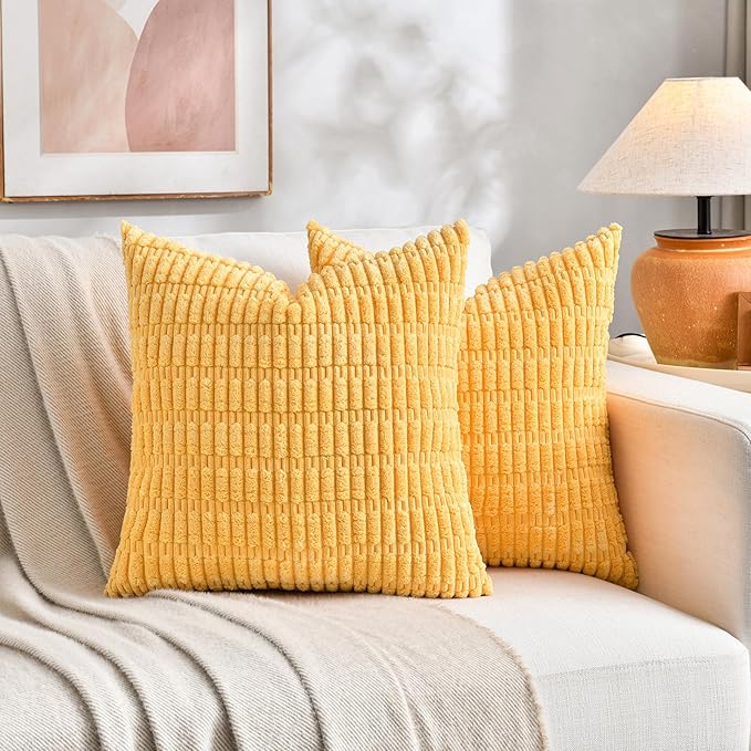 Fancy Homi 4 Packs Decorative Throw Pillow Covers for Living Room Couch Bed, Modern Farmhouse Boho Home Décor Accent Cushion Case, 20" x 20", Yellow Green Series