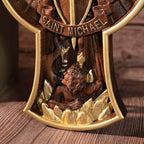 BGCOPPER Saint Michael Cross Wall Decor, Wooden Holy Trinity Crucifix Wall Cross, Jesus Cross for Wall Hanging Christmas Gift (14 Inch)