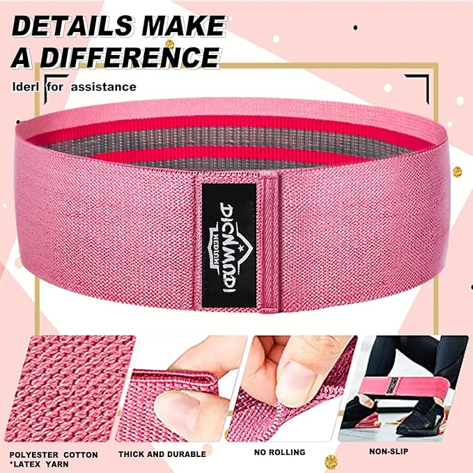 Fabric Resistance Bands for Working Out, 6Pack Non-Slip Exercise Bands for Women and Men, Fabric Booty Bands for Home, Fitness, Pilates, Stretching
