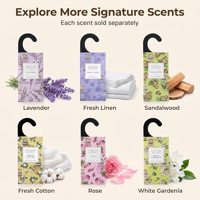 ROSE COTTAGE Large 12 Packs White Gardenia Hanging Closet Deodorizer Air Freshener Long Lasting Scented Sachets Smell Goods for House