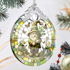 Charming Gnome Stained Glass Ornament - Christmas Tree Decor, Gnome Ornaments for Christmas
