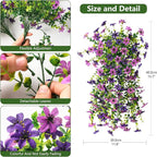 Artificial Hanging Flowers Plants for Outdoor Spring Decoration, 2 PCS Fake Silk Daisy Flower Planter UV Resistant Look Real for Outside Patio Porch Home Summer Decor (Double Purple)