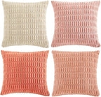 Fancy Homi 4 Packs Decorative Throw Pillow Covers for Living Room Couch Bed, Modern Farmhouse Boho Home Décor Accent Cushion Case, 16" x 16", Pink Series