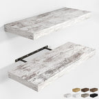 RICHFOCUS 24Inch Floating Shelves for Wall 2 Pack Shelves for Bedroom|Kitchen|Bathroom Wall Mounted Rustic Distressed Wood Floating Shelf with Invisible Brackets for Books|Storage|Decor, Rustic