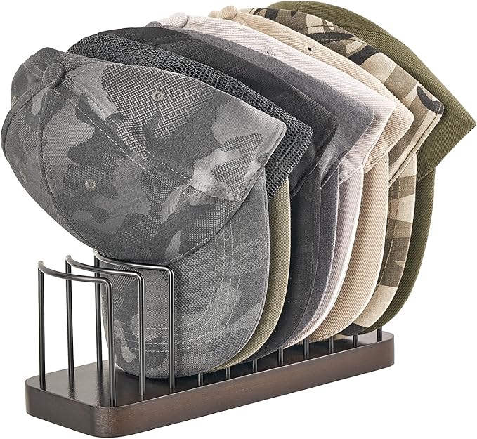 Mkono Hat Organizer for Baseball Caps, Set of 1 Hat Holder for 10 Baseball Caps, Tabletop Hat Rack Stand Hat Storage Display Baseball Cap Organizer for Desk Closet Shelf Dresser