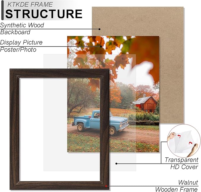 KTKDE 12x12 Picture Frame Set of 3, Walnut Wooden frames, Wall Hanging Display, Best Square Photo Frame Studio Gallery for Photos, Posters & Art Prints
