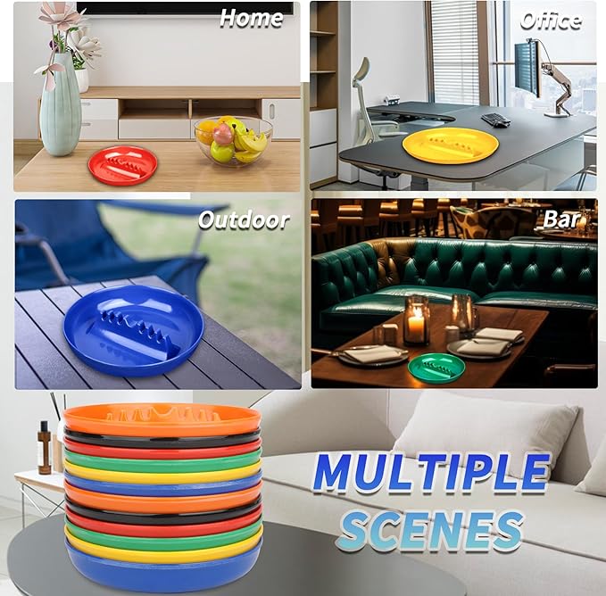3Pcs Orange Ashtray Sets, Ash Tray for Cigarettes and Cigar, Round Large Size Plastic Ashtrays, for Indoor Outdoor Home Office Patio Restaurant Bar Hotel Use (Set of 3 Orange)