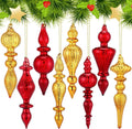 Mifoci 8 Pcs 6 Inch Mercury Glass Finial Christmas Ornaments Hanging Christmas Finials Glass Ornaments Assorted Mercury Decor for Vintage Holiday Xmas Tree Decoration(Red, Gold)