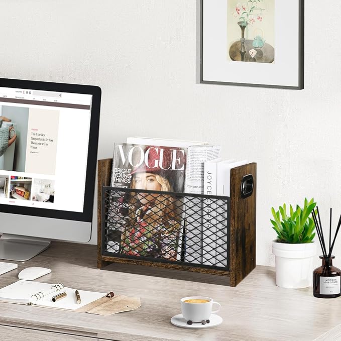 YINMIT Magazine Holder, Magazine Rack Floor, Magazine Storage Basket, File Holder Organizer, Folder Organizer for Magazines, Books, Newspapers, Tablets (Medium)
