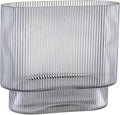 Ribbed Glass Vase, Black Glass Vase, Fluted Short Vases for Flowers, Modern Vases for Living Room, Dining Room, Bathroom, Desk, Shelf, Wedding, Office, 7 Inches