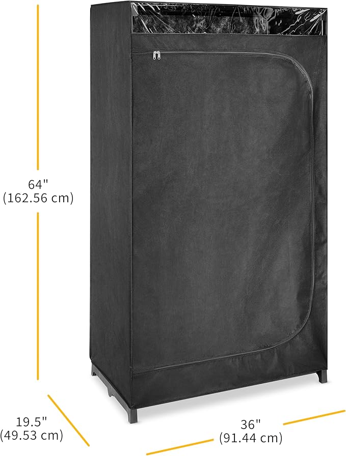 Whitmor Portable Clothes Closet - Freestanding Garment Organizer with Cover - 36 Inches Wide - Black