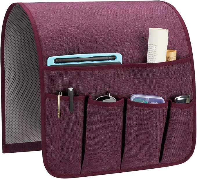Sofa Armrest Organizer, Remote Control Holder for Recliner Couch, Arm Chair Caddy with 5 Pockets for Magazine, Tablet, Phone, iPad