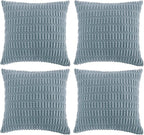 Fancy Homi 4 Packs Decorative Throw Pillow Covers for Living Room Couch Bed, Modern Farmhouse Boho Home Décor Accent Cushion Case, 22" x 22", Light Blue