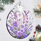 Touber Stained Glass Christmas Ornament, Purple Bauhinia & Violets, 3x3.5 Inch, Hanging, Christmas Tree Decoration
