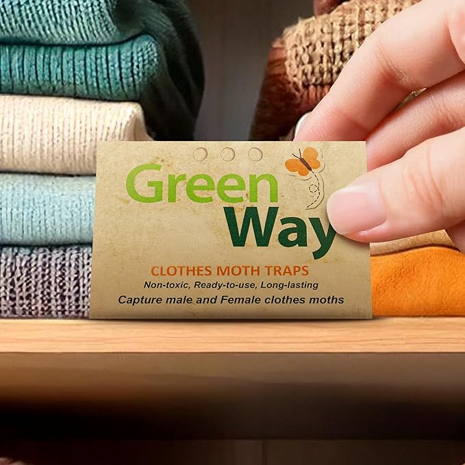 Greenway Clothing Moth Traps with Powerful Pheromone Lures for Effective, Odor-Free Closet Protection, Non-Toxic, Eco-Friendly & Long-Lasting Solution, 6 Packs (Includes 12 Traps & 12 Lures)