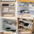 Expandable Closet Shelf Wall-Mounted Metal Storage Rack Adjustable Closet Rod DIY Divider Separator Space Saving for Cabinet Wardrobe Cupboard Kitchen Pantry Cupboard, 31.4-42 Inches
