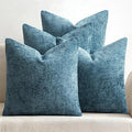MIULEE Pack of 4 Couch Throw Pillow Covers 18x18 Inch Smoke Blue Soft Decorative Chenille Pillow Covers Farmhouse Accent Cushion Covers for Boho Spring Home Decor Sofa Bedroom Living Room