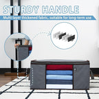 VENO 3 Pack Extra Large Clothes Storage Bag Organizer with Reinforced Handle Thick Fabric for Comforters, Blankets, Bedding, Foldable with Sturdy Zipper, Clear Window, Grey, Reusable (24 Gallon)