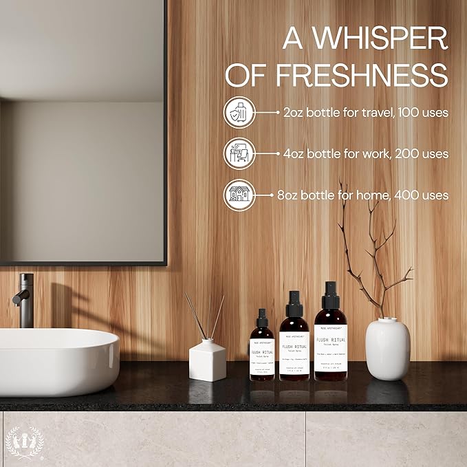 Muse Apothecary Flush Ritual - Aromatic & Refreshing Toilet Spray, Use Before You Go, 4 oz, Infused with Natural Essential Oils - Cara Orange + Fig + Blackberry Vanilla, 2 Pack