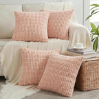 Fancy Homi 4 Packs Decorative Throw Pillow Covers for Living Room Couch Bed, Modern Farmhouse Boho Home Décor Accent Cushion Case, 18" x 18", Blush Pink