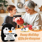 Belatelove Godmother Gifts for Birthday, Handmade Crochet Mini Penguin Mothers Day Cute Birthday Gifts for Godmother from Granddaughter Grandson, Funny I Love You Gift for Godmother Easter Decor