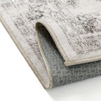 2x6 Runner Rug Gray Washable Vintage Hallway Kitchen Carpet Small Long Non Slip Soft Low Pile Thin Bedroom Retro Accent Throw Rug Laundry Dining Living Room Bathroom