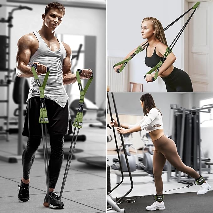 Heavy Resistance Bands for Working Out, 300lbs/360lb/420lb Exercise Bands Workout Bands with Handles, Door Anchor, Ankle Straps, Home Gym Workout Equipment for Men Fitness Strength Training Stretching