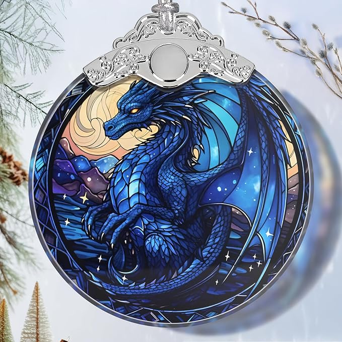 Beautiful Irina Dragon Stained Glass Orament - Christmas Ornament - Christmas Decorations for Tree - Holiday Present ldeas - Gift Exchange