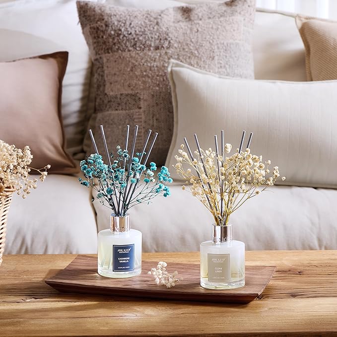 Airkeep Reed Diffuser 3.38 oz (100ml) 2pk,Clean Linen/Cashmere Vanilla Scented Reed Diffuser Set,Reed Diffuser & Oil Diffuser Sticks, Aromatherapy, Home & Kitchen Décor,Fragrance and Gifts