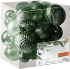 Prextex 36 Piece Christmas Ornaments Set - Emerald Green Christmas Tree Decorations - Shatterproof Ball Ornaments in Small, Medium, and Large Sizes - Durable Holiday Decor for Indoor and Outdoor Use