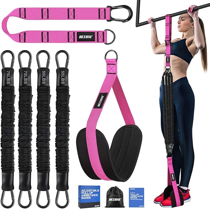 Pull Up Assistance Bands 260lbs, Heavy Pull Up Bands Resistance Bands for Pull Ups Working Out with Feet Rest, Pull Up Bar Bands Assistance Bands Strength Training Workout Equipment, Height Adjustable