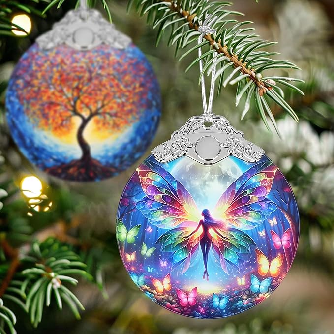 Butterfly Elf Stained Glass Orament - Christmas Ornament - Christmas Decorations for Tree - Holiday Present ldeas - Gift Exchange