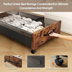 Under Bed Storage with Wheels, 2 Packs Wooden Storage Containers Extra Large Underbed Shoes Organizer, Rolling Under Bed Storage Drawers with Clear Lid, Heavy Duty for Clothes Toys 36"L (Vintage)
