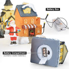 Christmas Village Sets-Christmas Decorations,LED Lighted Christmas Village Houses with Figurines, Christmas Village Collection Indoor Room Decor - Collectible Buildings
