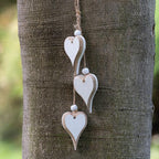Sun&Beam Heart-Shaped Wooden Decorative 4Pcs Hanging Handmade Hearts Ornaments for Wedding Party Valentine Christmas Home Decoration Car Décor (#2, 4Pcs)