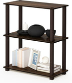 Furinno TURN-S-TUBE Storage Shelves, 3-Tier Book Shelf, Corner Shelf, Toolless Open Shelves, for Organization and Storage, Living Room, Garage, Home Office, Walnut
