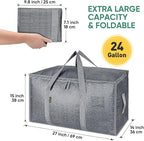 BALEINE 8-Pack Oversized Moving Bags with Reinforced Handles, Heavy-Duty Storage Tote for Clothes, Moving Supplies (Winter Grey, 8-Pack)