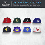 Modern JP Adhesive Hat Hooks for Wall (16-Pack) - Hat Rack for Baseball Caps, Minimalist Hat Display, Strong Hold Hat Hangers for Wall - USA Patented, Black