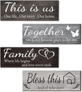 Joyhawk 4 Pieces Home Wall Decor Signs, THIS IS US/TOGETHER/BLESS THIS HOME/FAMILY Wall Decor For Living Room Bedroom, Rustic Wooden Farmhouse Wall Art Decor, 4.7 x 13.8 Inch(Mixed Color)