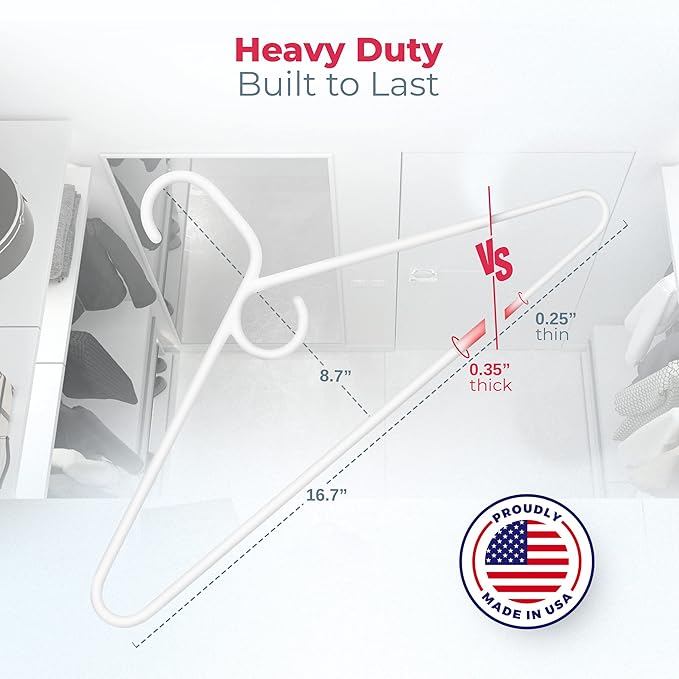 Neaties Heavy Duty Clothes Hangers 12 Pack – Made in the USA – 8lb Capacity Plastic Hangers for Adult Clothing – Durable for Pants, Coats, Jackets, or Jeans – Pink